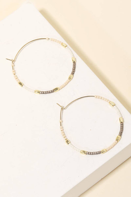 Multi Bead Wire Hoop Earrings