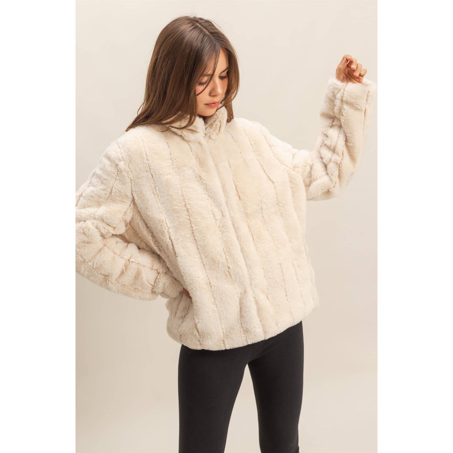 Faux Fur Jacket- Ivory