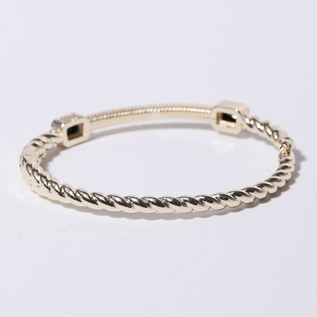 Gold Plated CZ Cable Bangle Bracelet