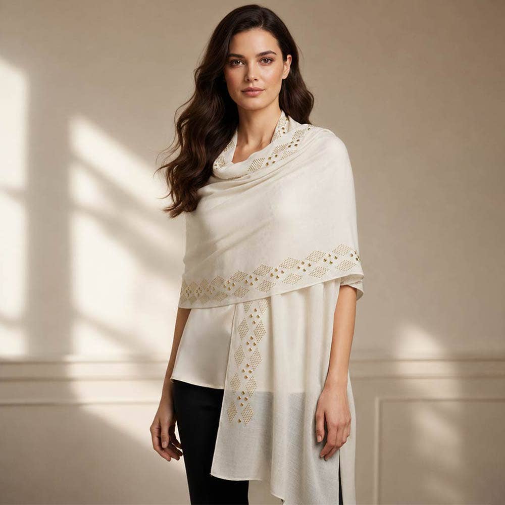 Lightweight Rhinestone Embellished Shawl Wrap Scarf