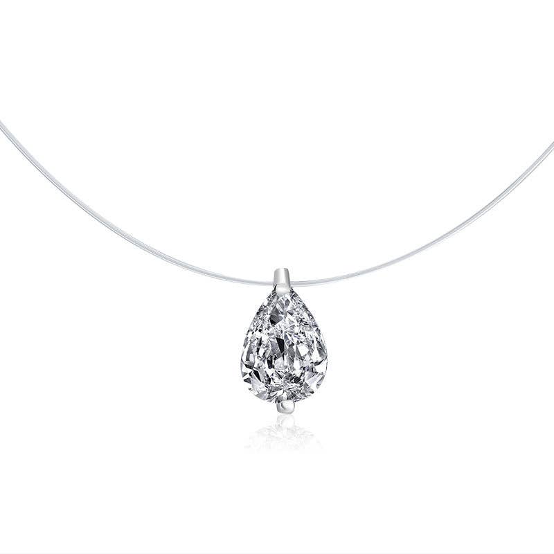 Pear Cut Moissanite Wedding Necklace in 925 Sterling Silver