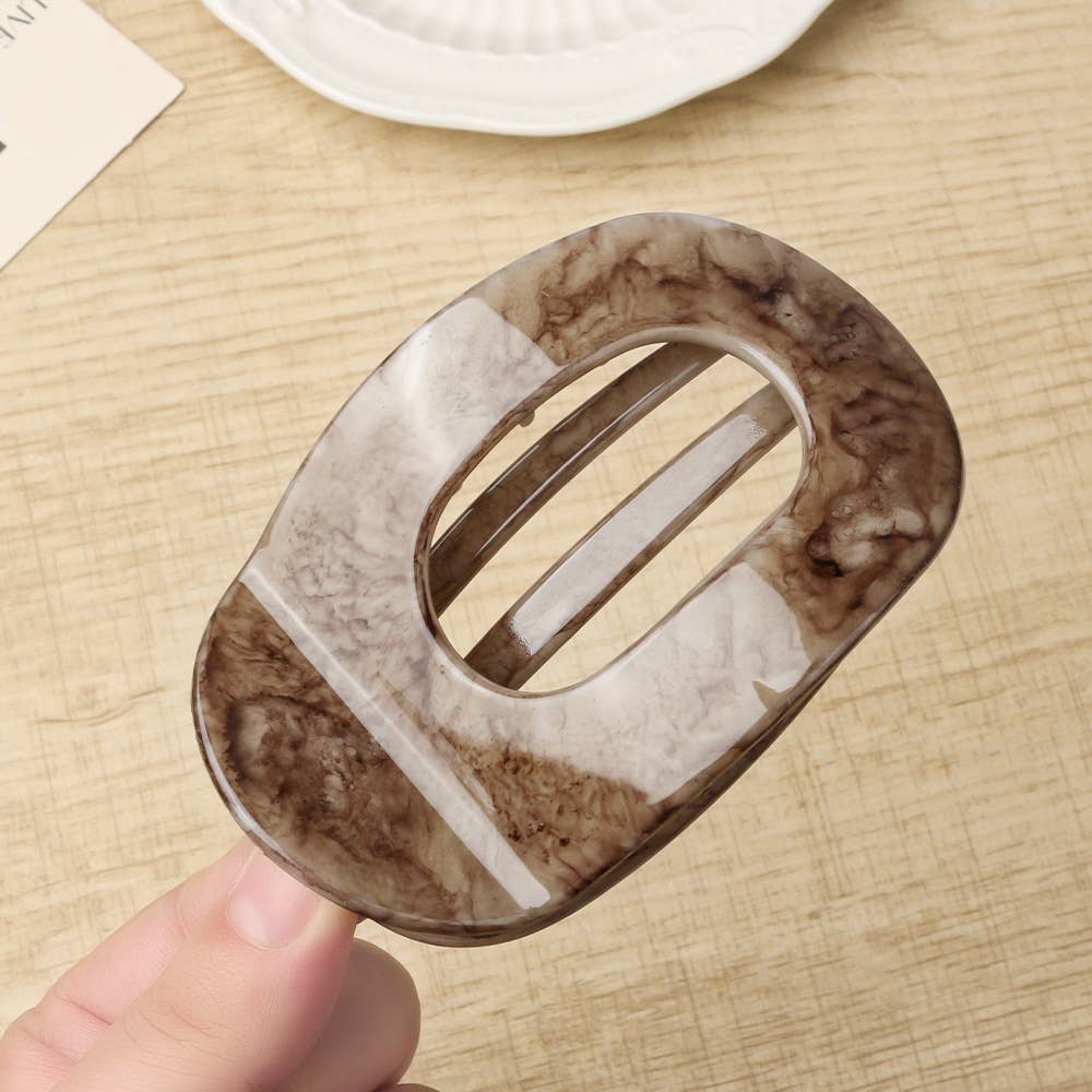 Marbled Oval Hair Claws, Minimalist Hair Accessories