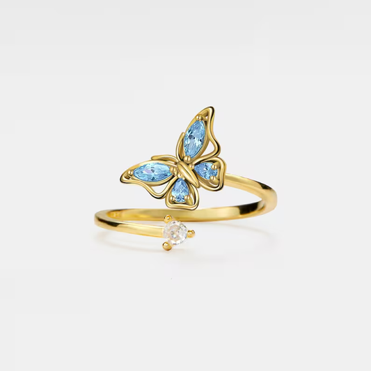Butterfly Anxiety Fidget Spinner Ring in 925 Sterling Silver