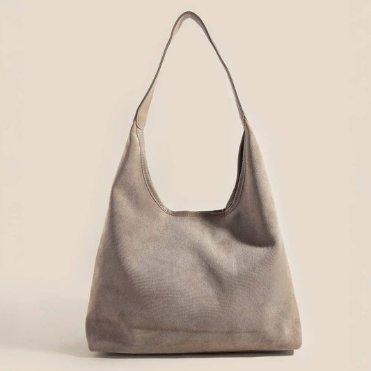 Suede Leather Trim Hobo Bag
