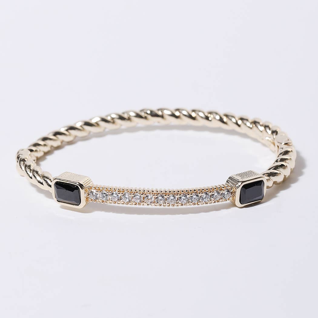 Gold Plated CZ Cable Bangle Bracelet