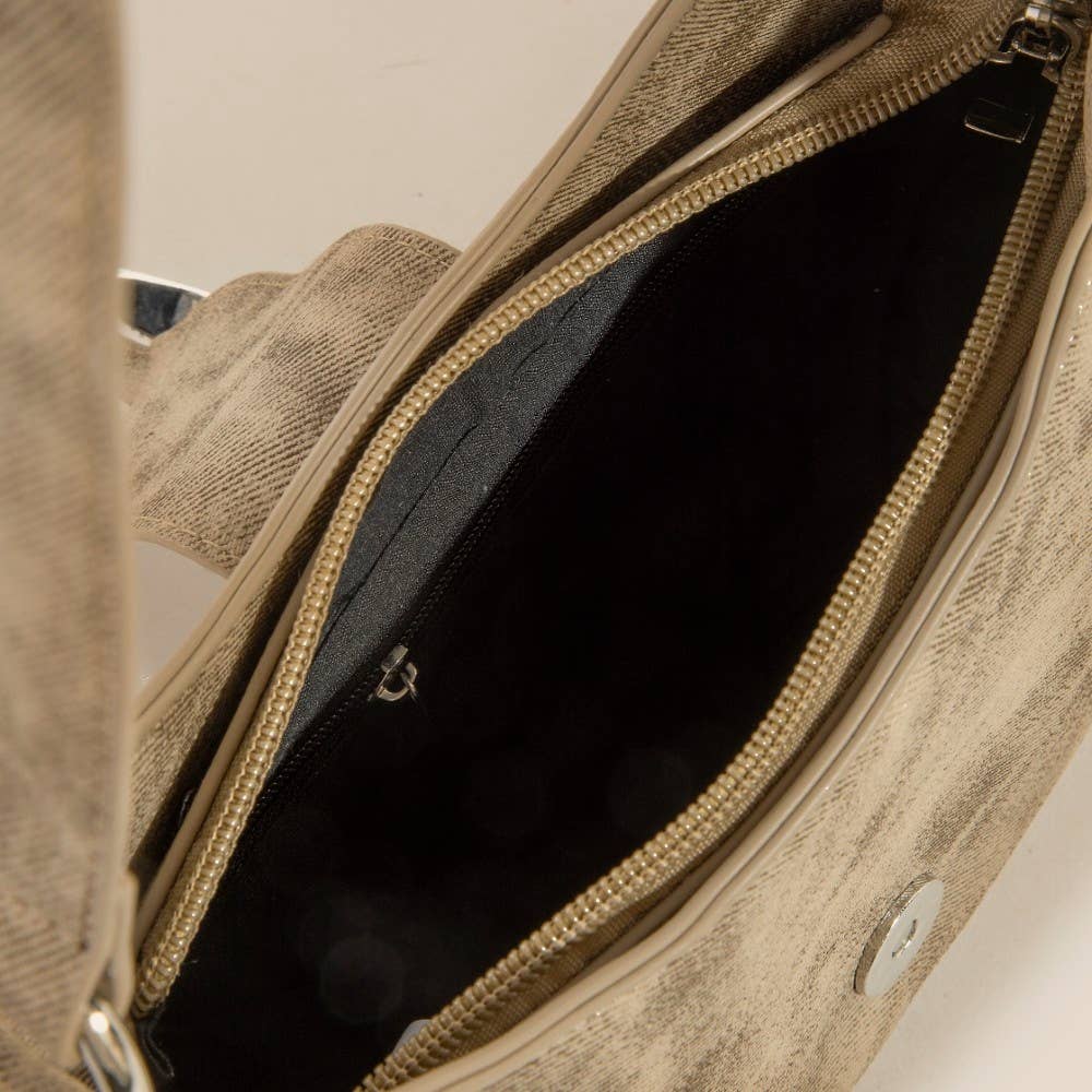 Buckle Detail Hobo Shoulder Bag