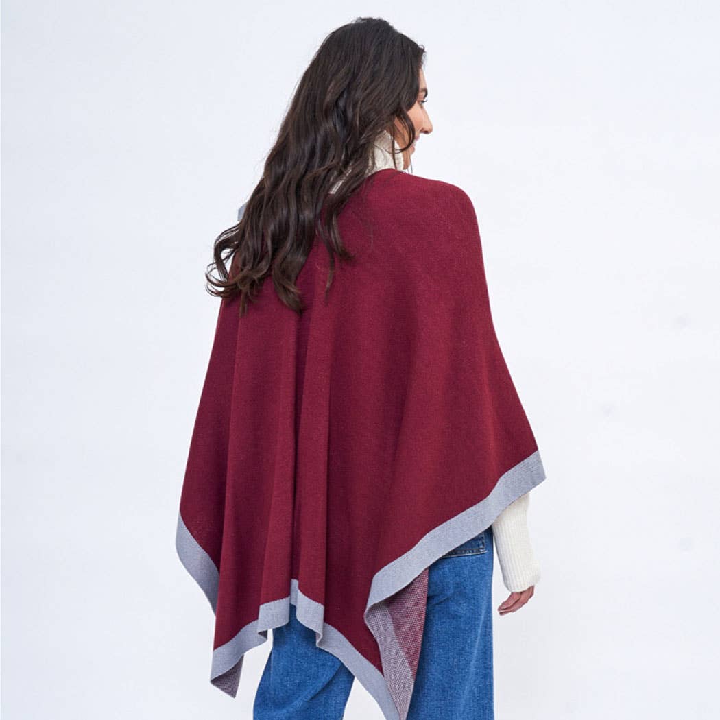 Two-Tone Bordered Ruana