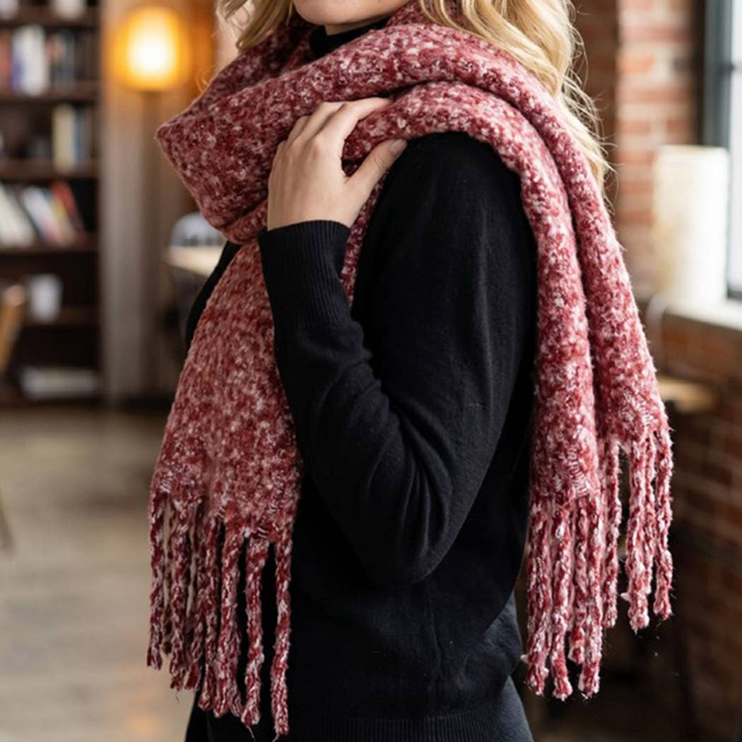 Mélange Effect Brushed Fringe Scarf