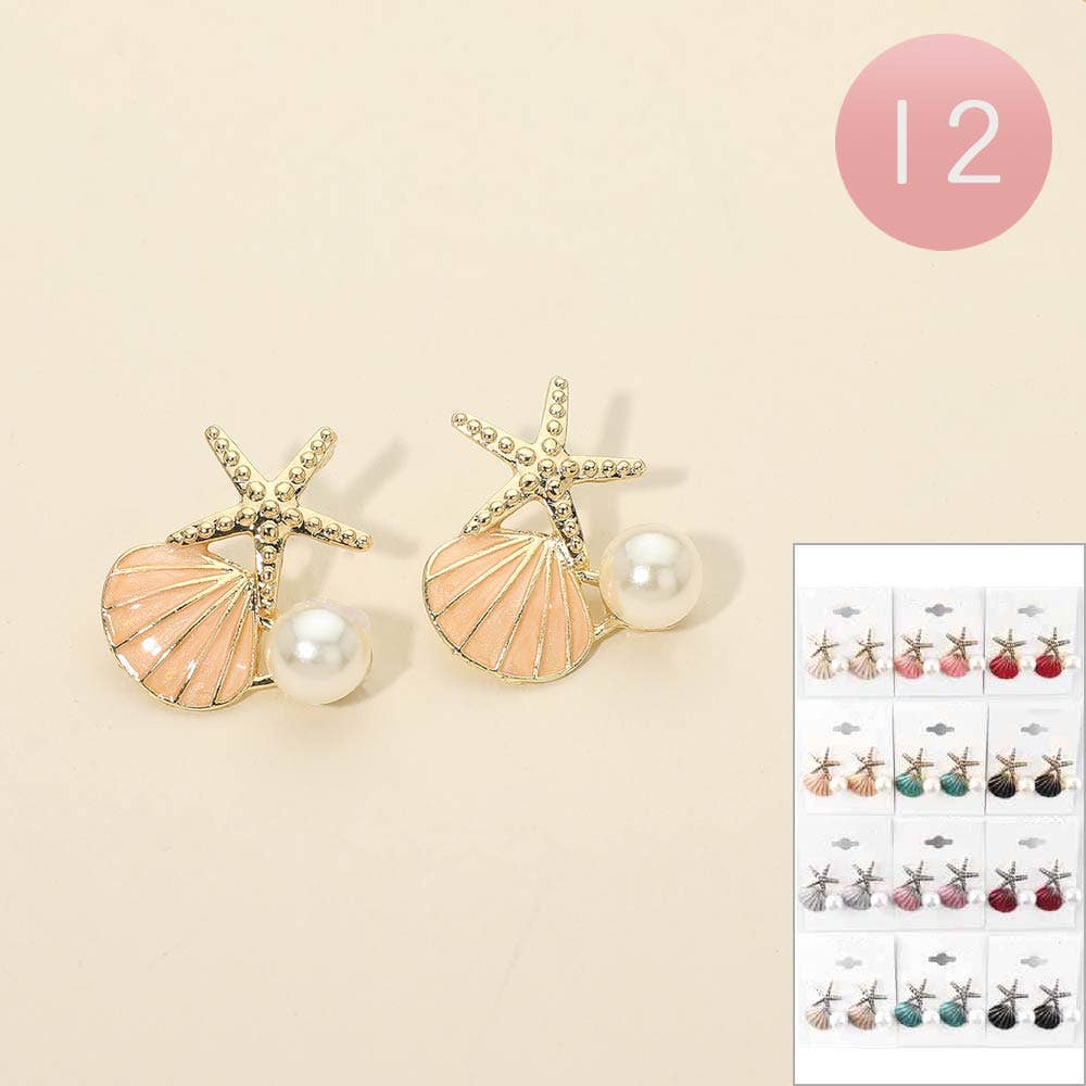 Pearl Starfish Shell Earrings