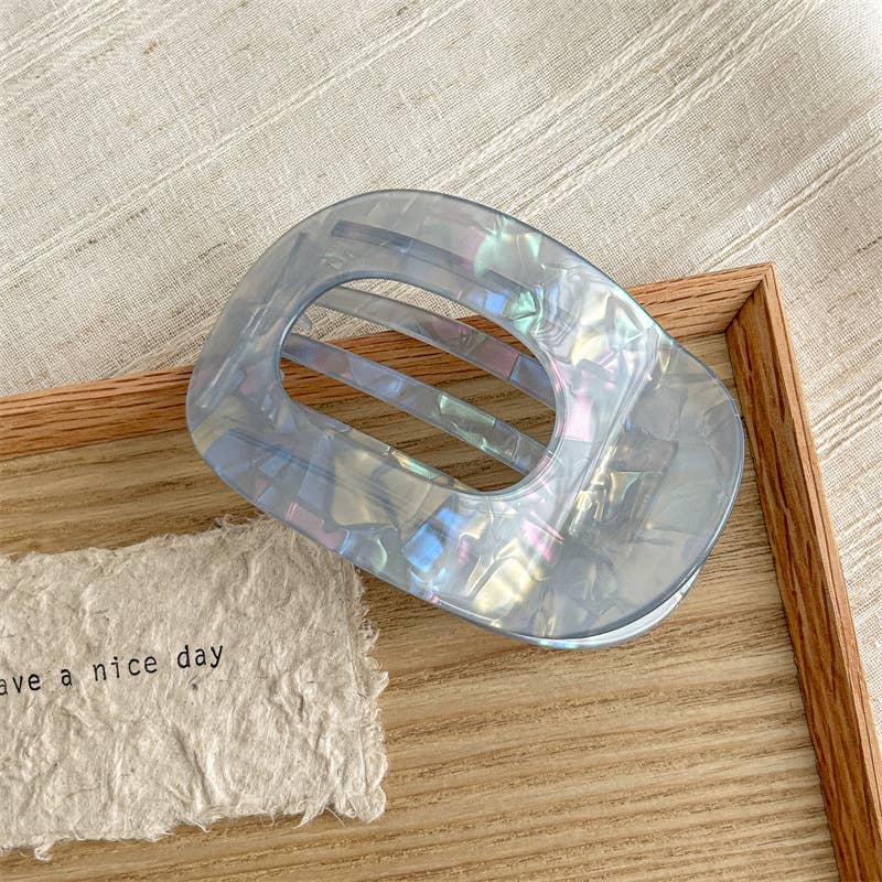 Iridescent Oval Flat Hair Claw Clip