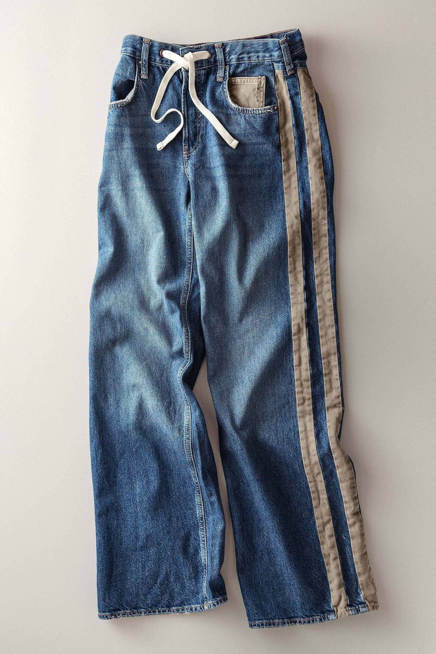 Utility Stripe Wide-Leg Jeans