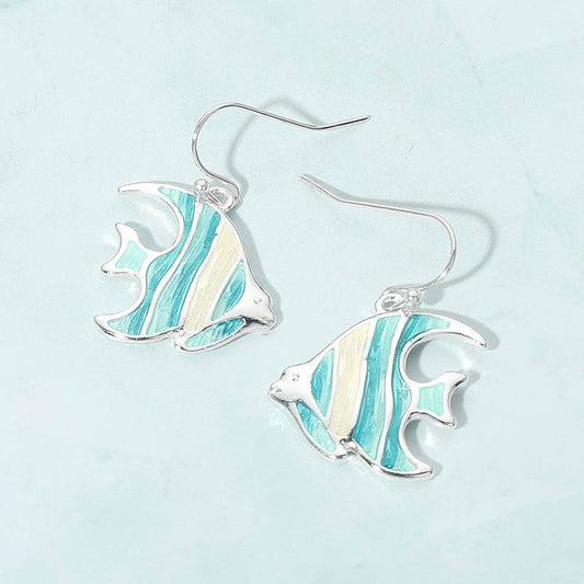 Tropical Fish Charm Drop Dangle Earrings
