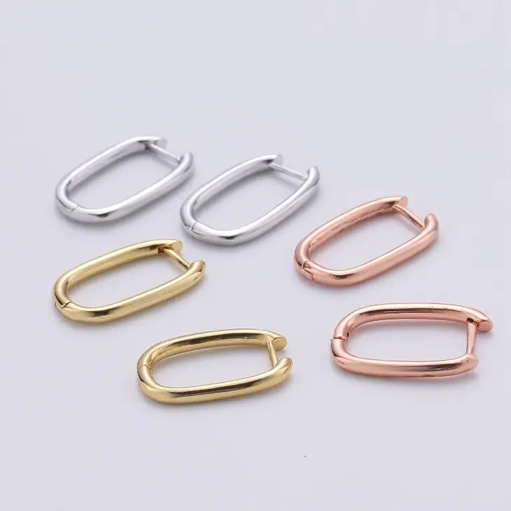 Gold Filled Rectangle Hoop Earrng in Gold/ Silver/ Rose Gold