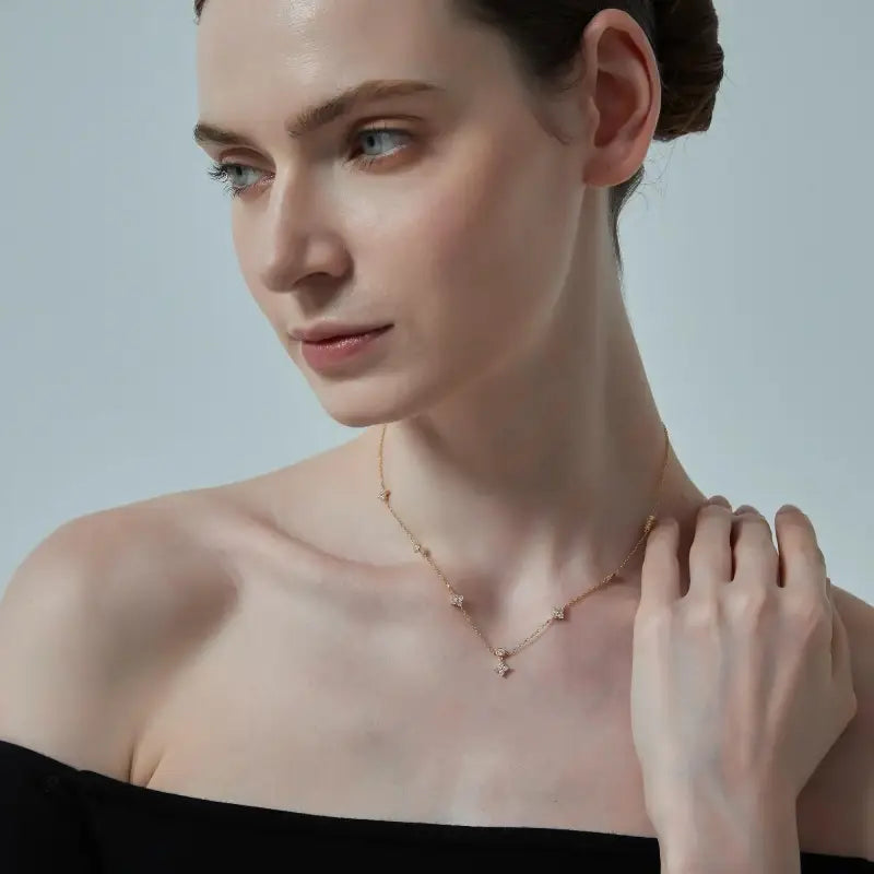 Four Petal Flower Friendship Necklace in 925 Sterling Silver
