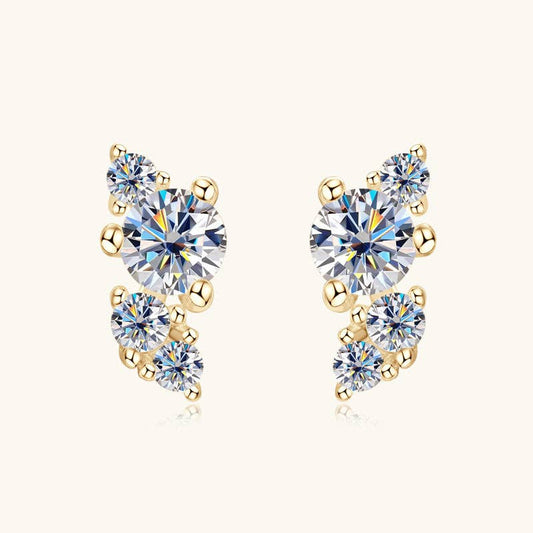 Moissanite Wedding Stud Earrings in 925 Sterling Silver