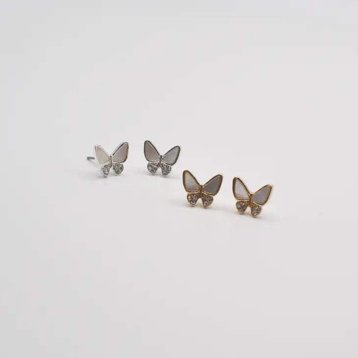 Butterfly Frame Mother of Pearl Stud Post Earring