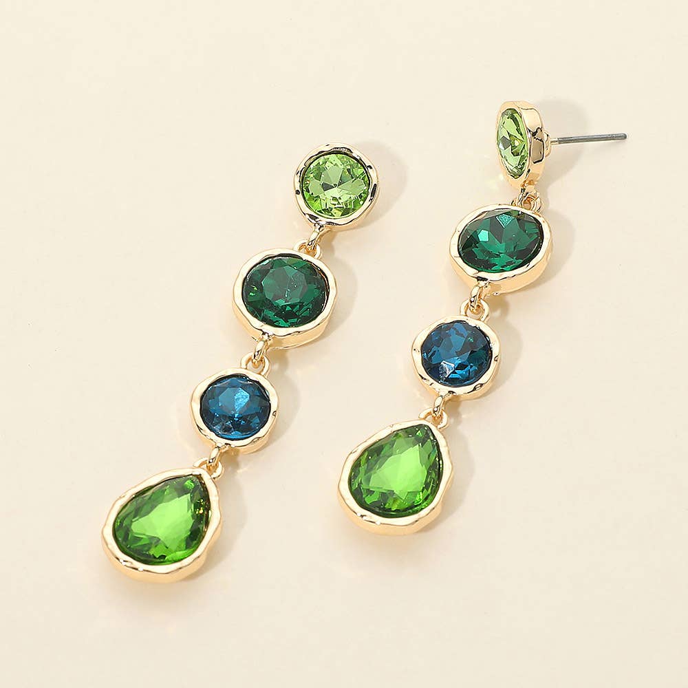 Round Teardrop Stone Link Drop Earrings