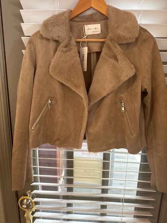 Fur/Faux/Sued Biker Wine S