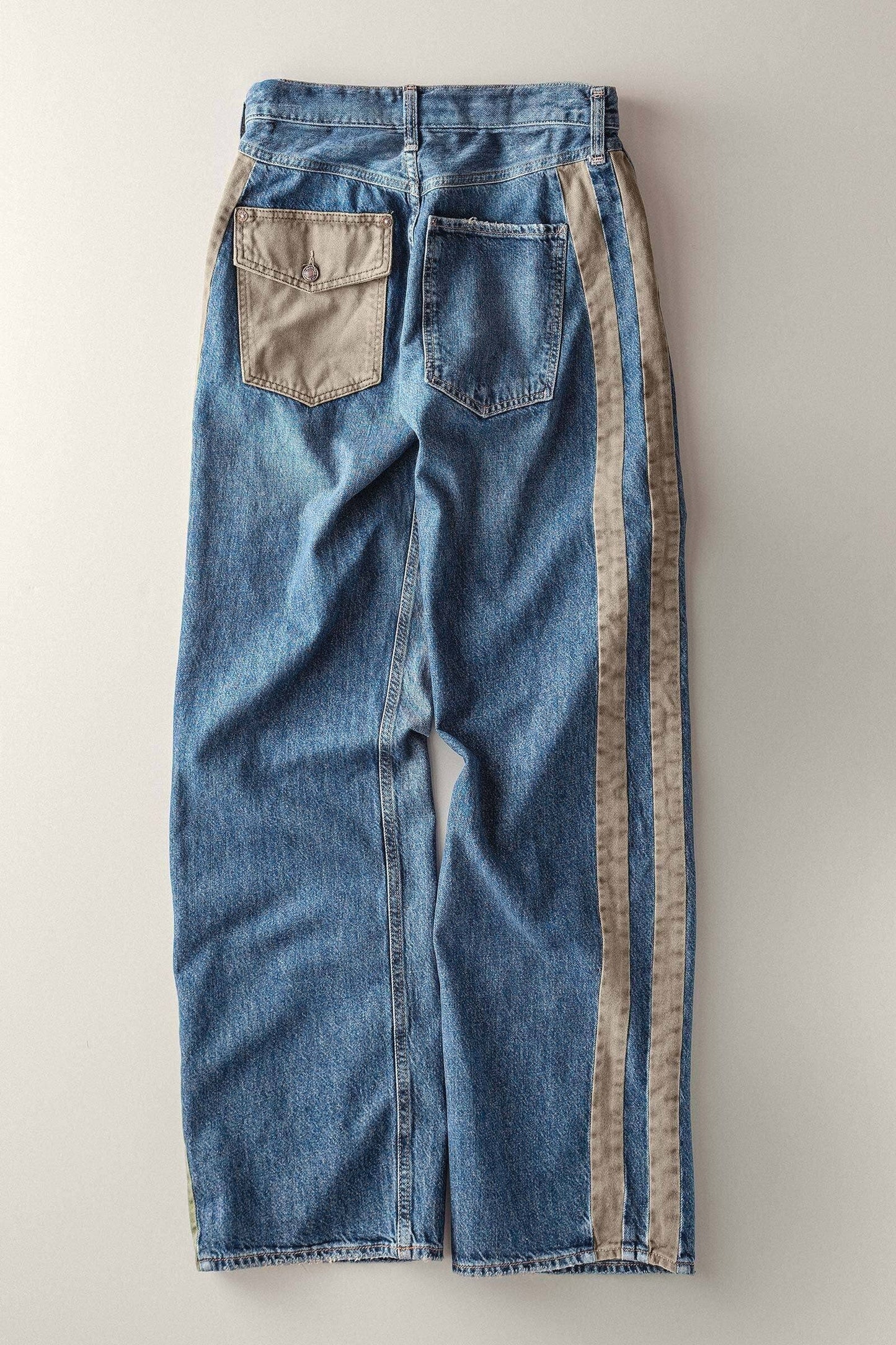Utility Stripe Wide-Leg Jeans