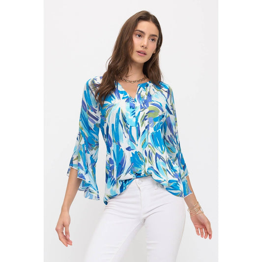 FLORAL MIX MEDIA PINTUCK BLOUSE