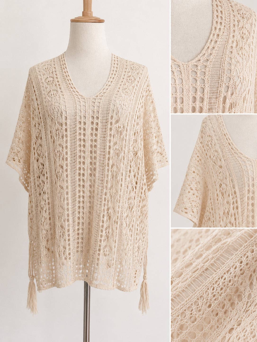 Sided-Tassel Detailed Crochet Tunic