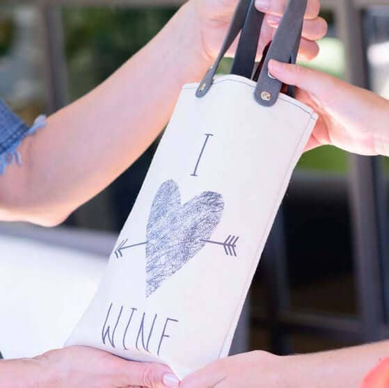 I Heart Wine Design Canvas Wine Tote