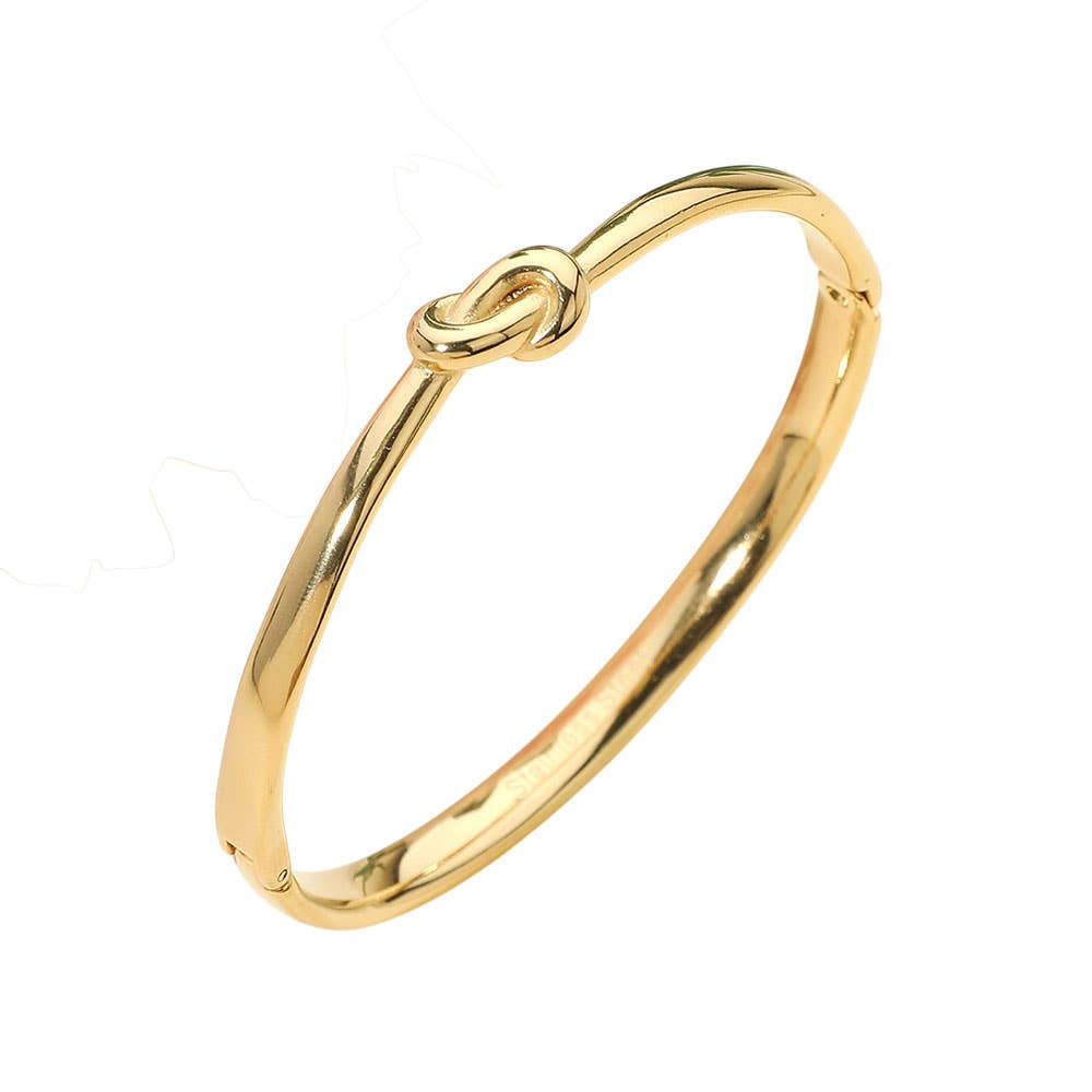 Stainless Steel Knot Hinged Bangle Bracelet