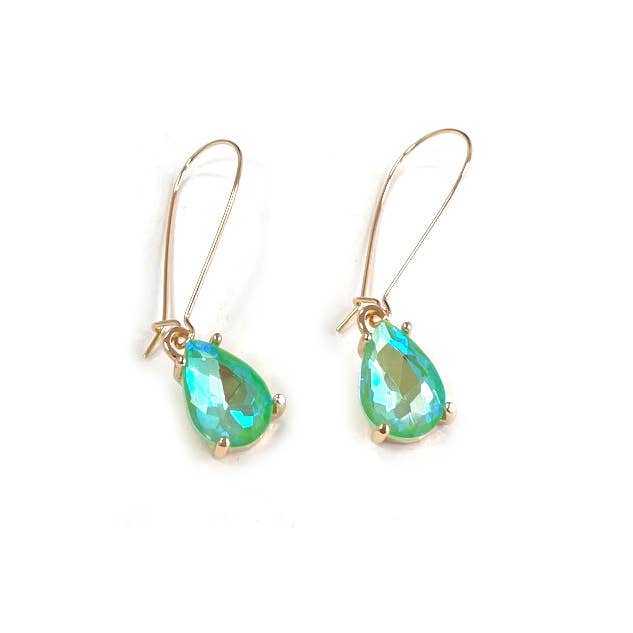 Midi Size Teardrop 5A Grade Glass Drop Kidney Wire Earrings