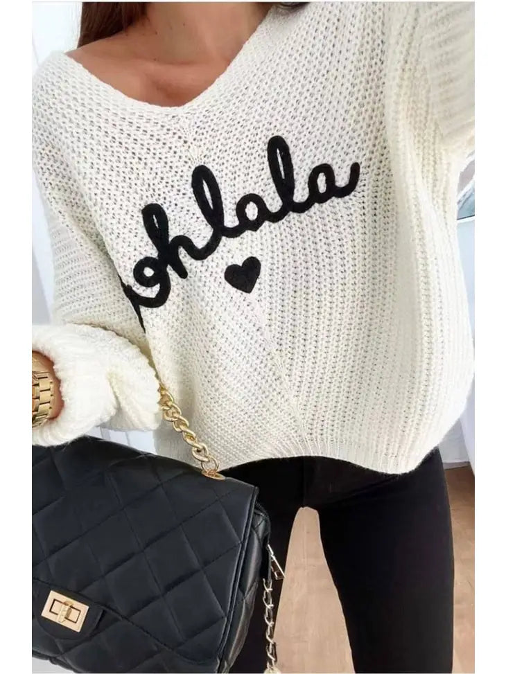 Naya 'ooh La La' Knitted Sweater Top-Ivory