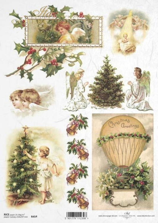 ITD Collection Mini Cherub Christmas Scenes A4 Rice Paper