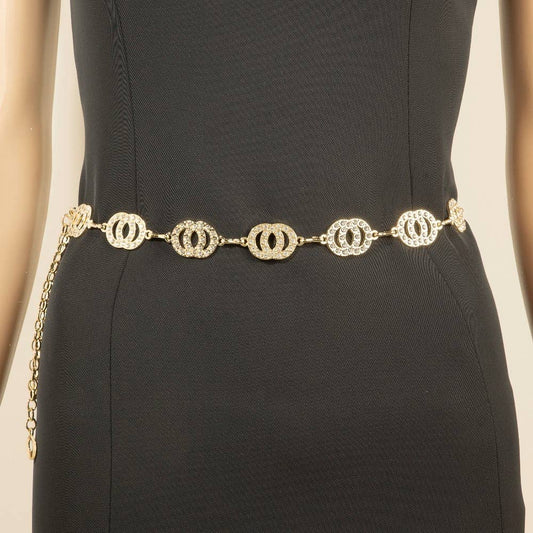 Pave Layered Hoop Link Chain Belt