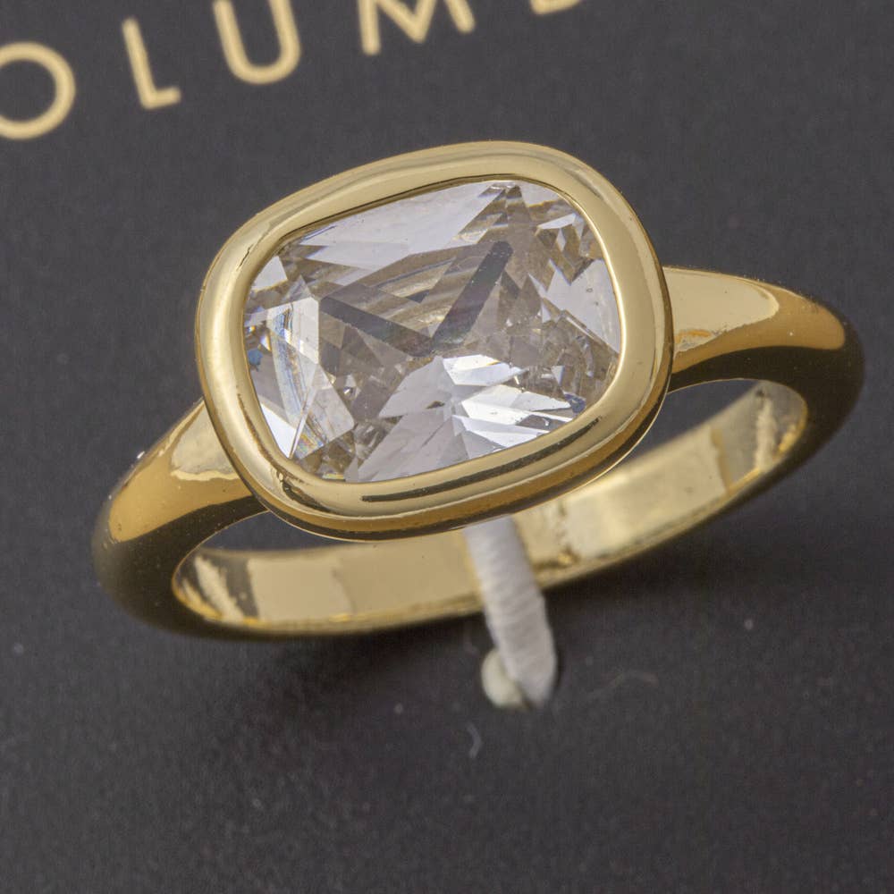 Gold Dipped Bezel Set Cz East West Ring