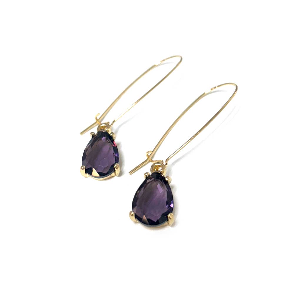 Midi Size Teardrop 5A Grade Glass Drop Kidney Wire Earrings