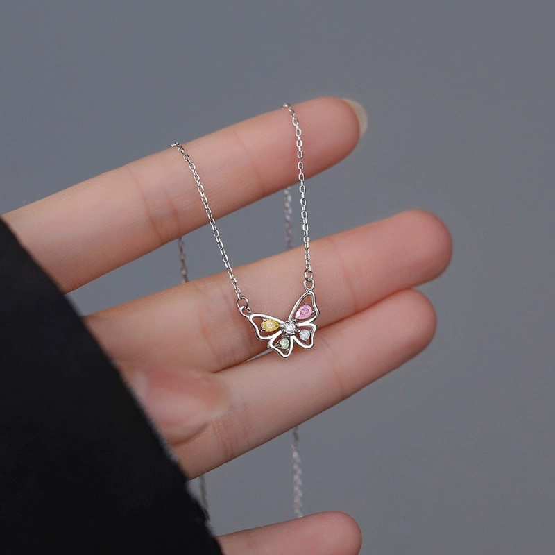CZ Butterfly Pendent Necklace in 925 Sterling Silver