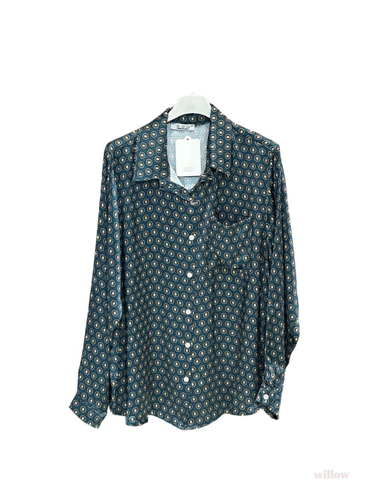 Round printed pocket viscose shirt