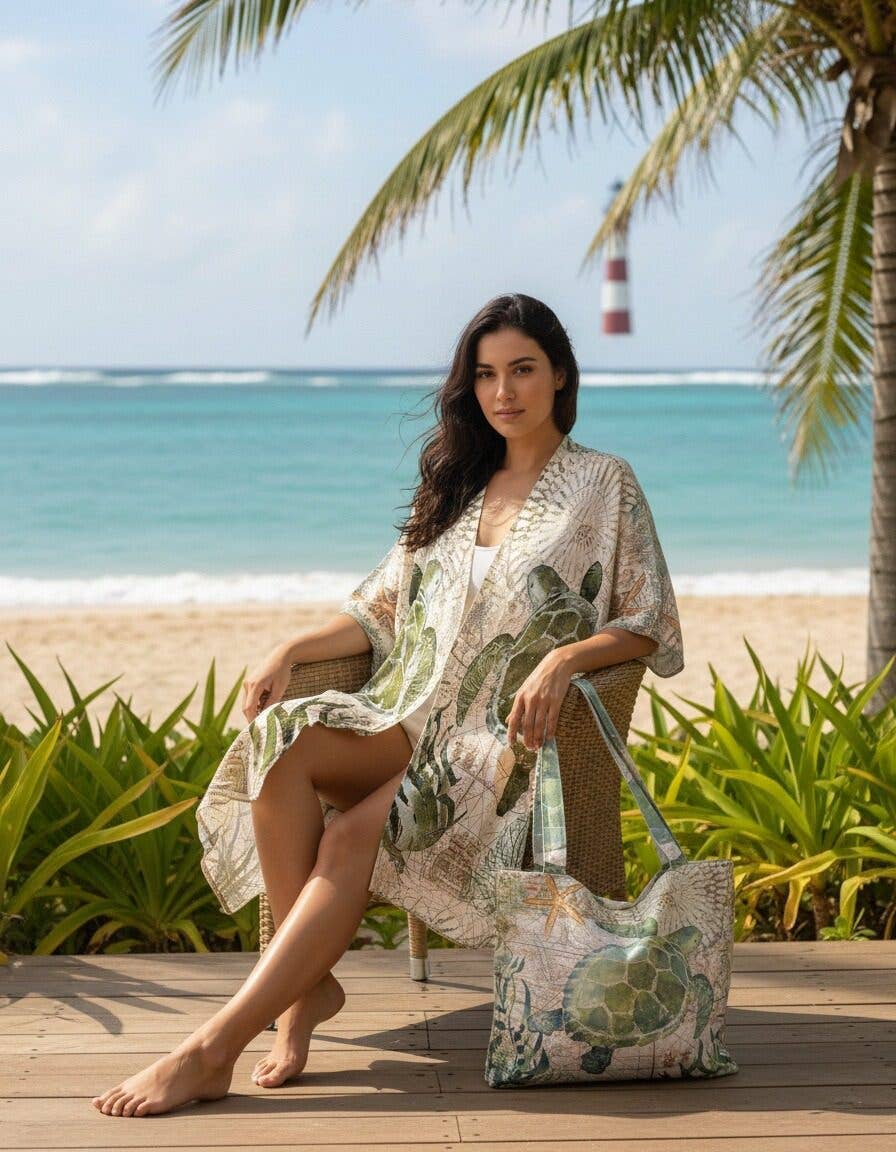 Green-Multi Sea Turtle Kimono