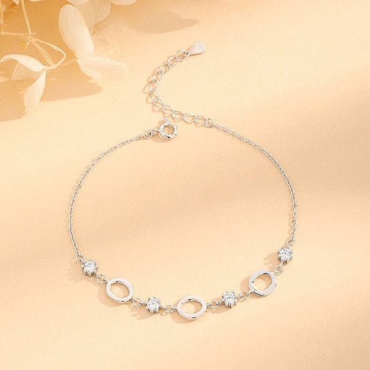 Dainty Circle Charm Stacking Anklet in 925 Sterling Silver