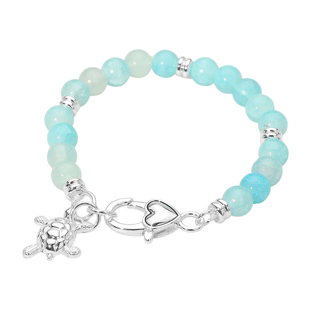 Sea Turtle Charm Beaded Stretch Bracelet