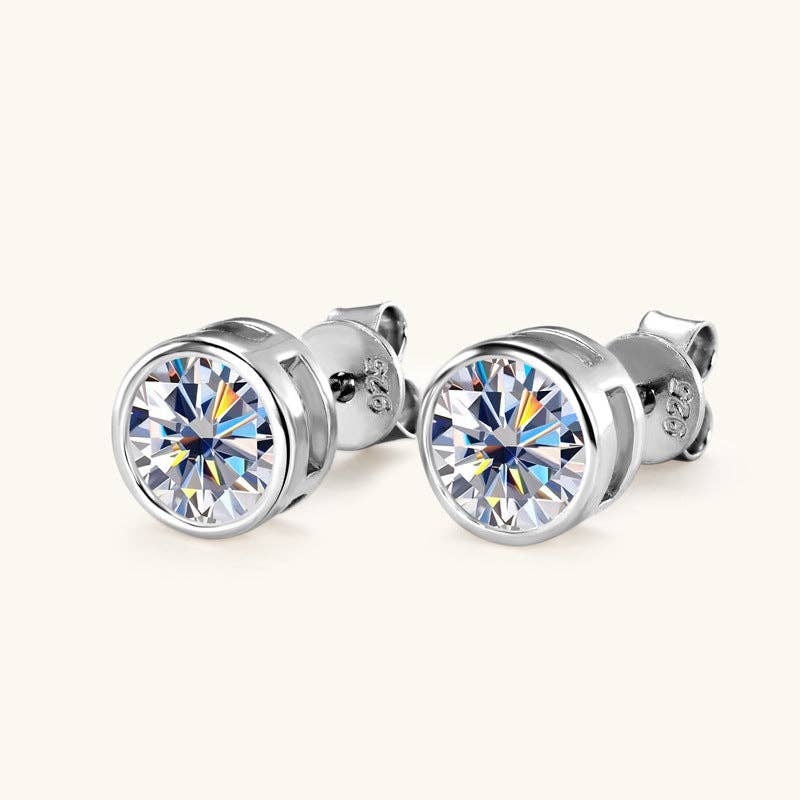 Moissanite Round Wedding Stud 925 Sterling Silver