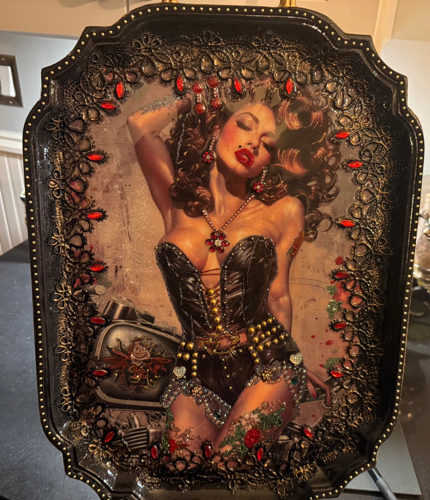 One of a Kind Handmade Decorative Resin Tray-3189