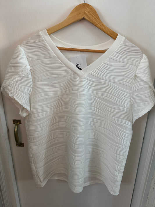 Textured VNec Top White