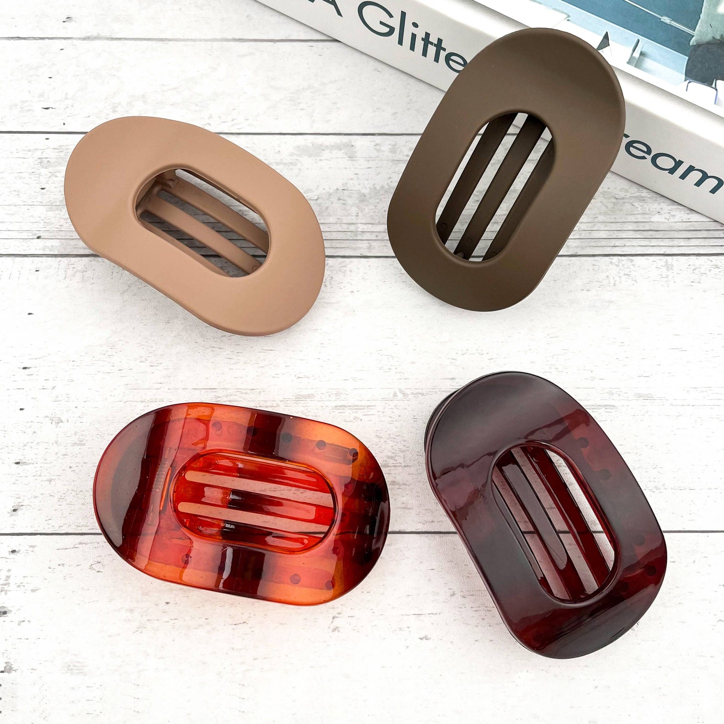 Solid Color Flat Oval Hair Clip