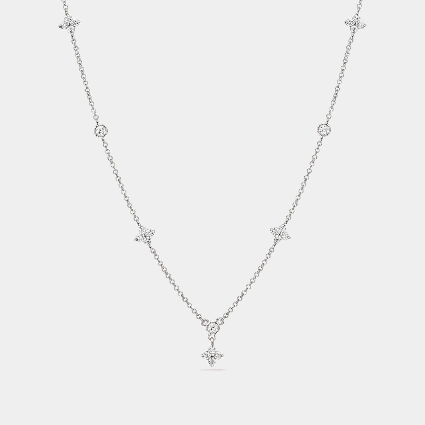 Four Petal Flower Friendship Necklace in 925 Sterling Silver