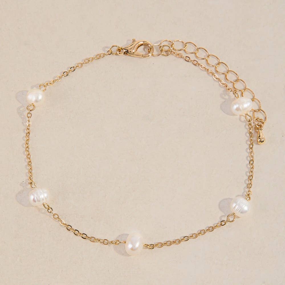 Pearl Station Beads Chain Anklet