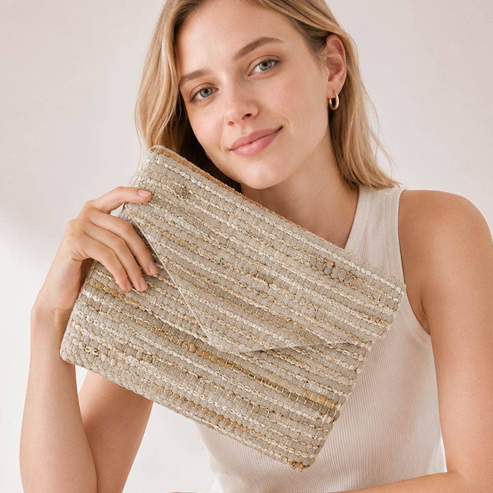 Boho Textured Envelope Clutch Crossbody Bag