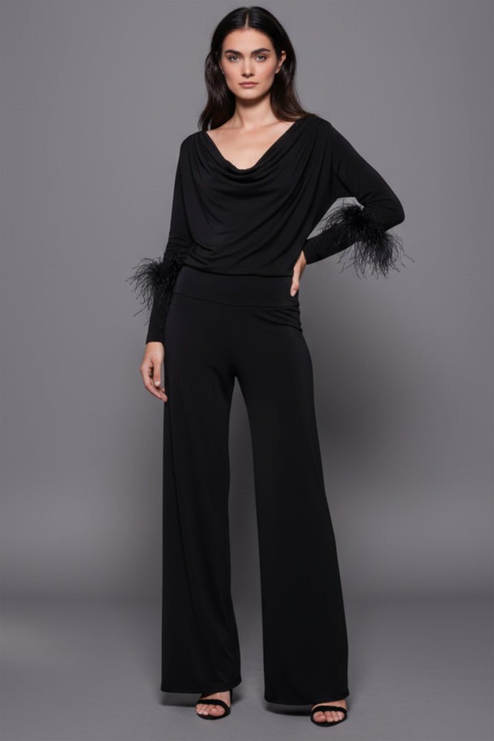 Angie Feather Cuff Cowl Jumpsuit