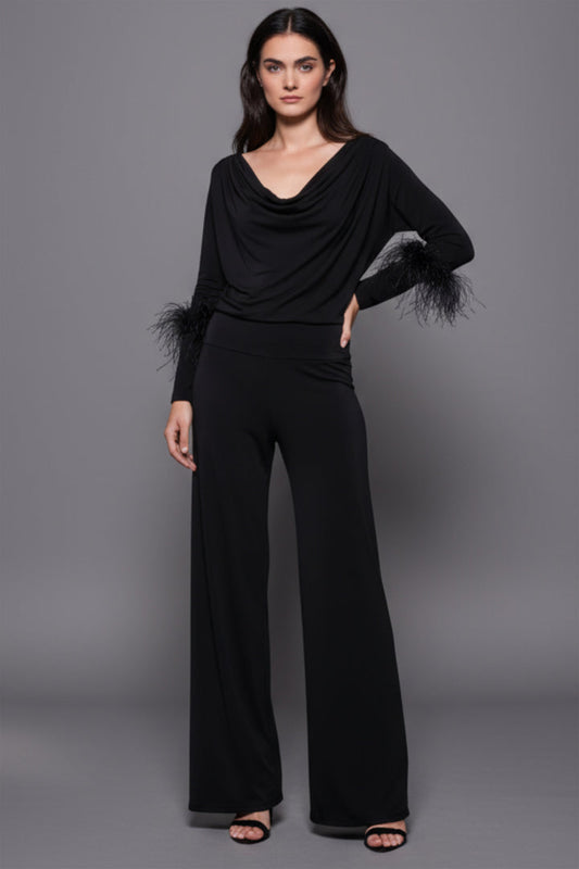 Angie Feather Cuff Cowl Jumpsuit