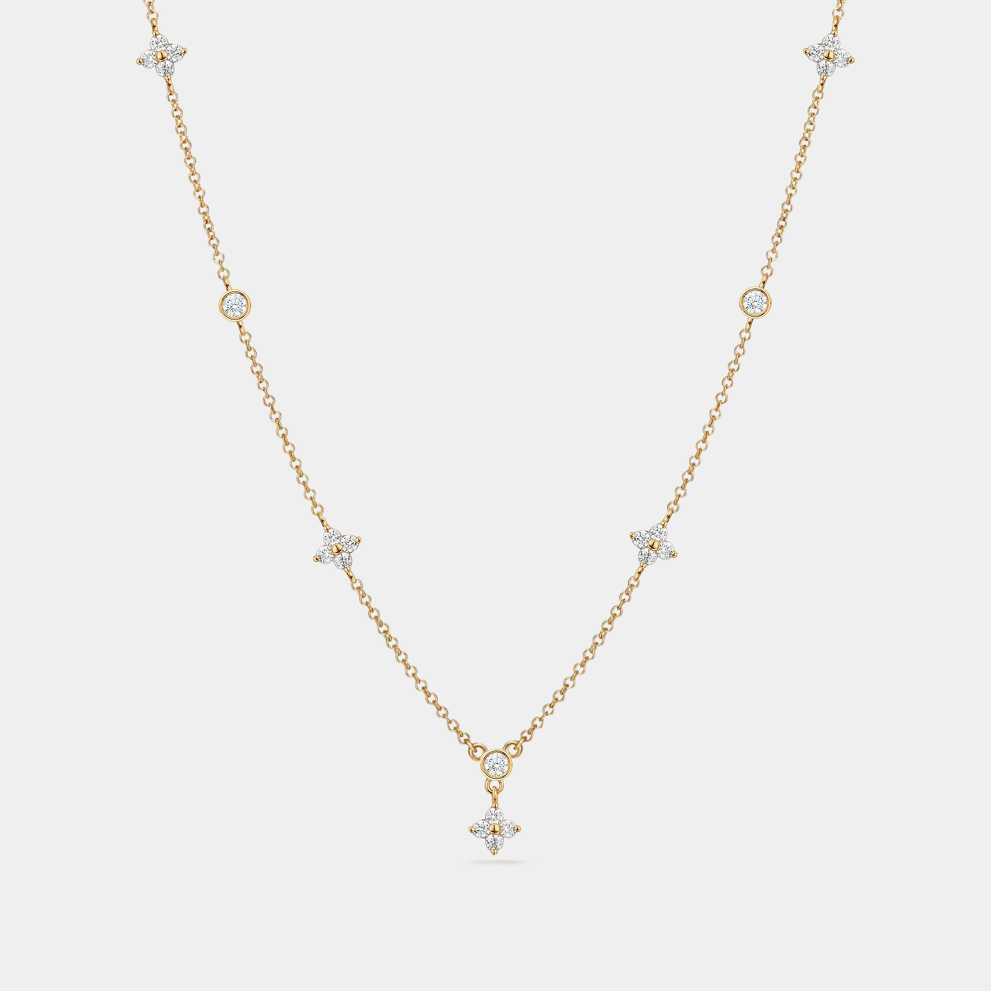 Four Petal Flower Friendship Necklace in 925 Sterling Silver