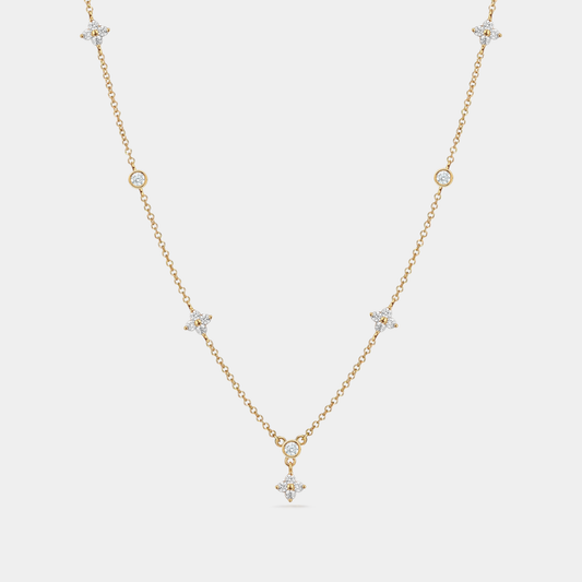 Four Petal Flower Friendship Necklace in 925 Sterling Silver