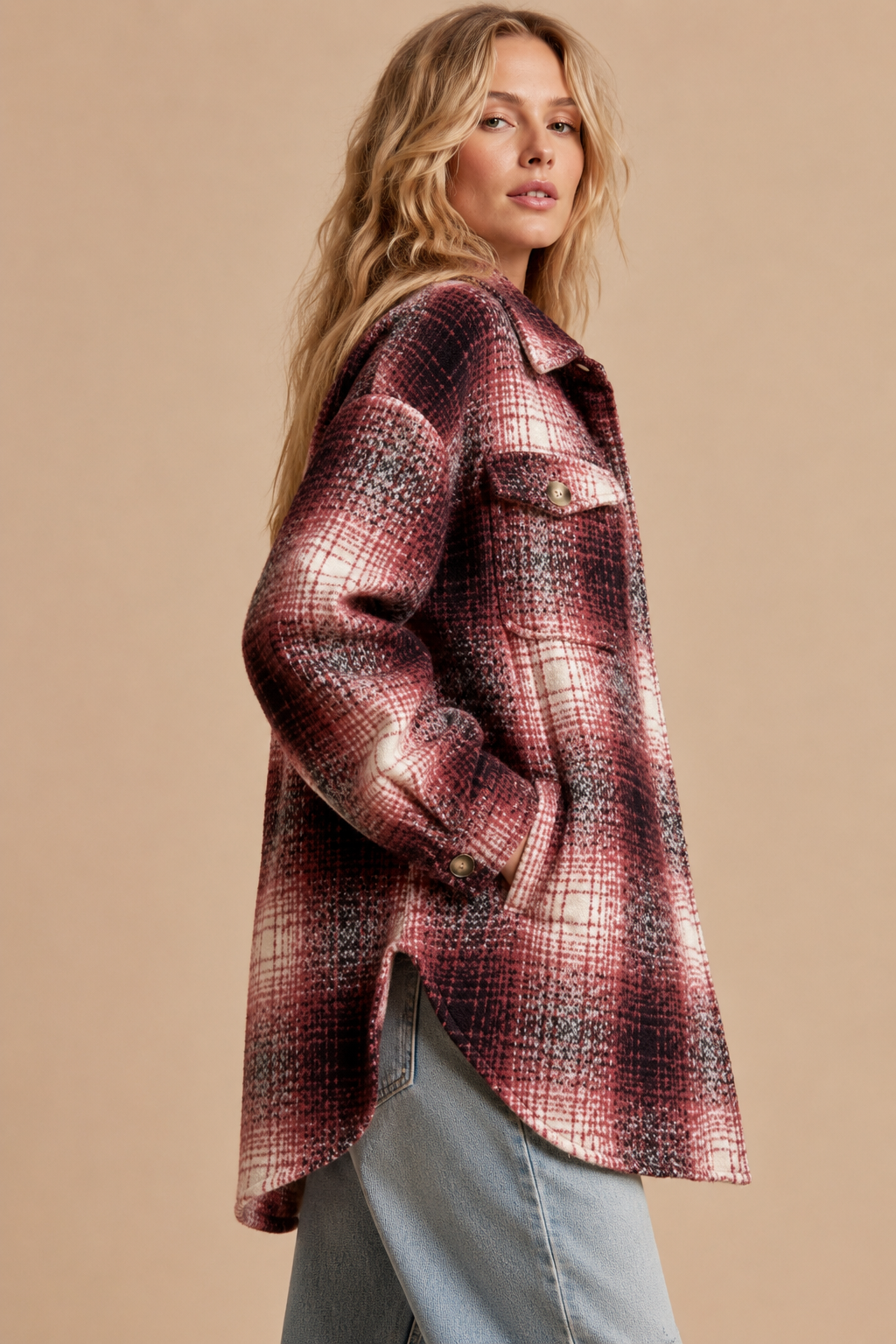 Plaid Pattern Button Down Jacket